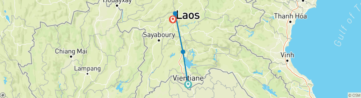 Carte du circuit Circuit de 7 jours au Laos, de Vientiane à Vang Vieng et Luang Prabang
