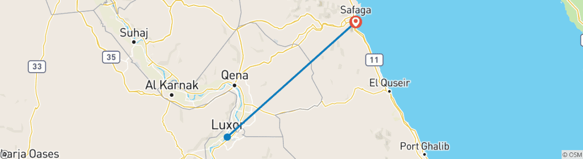 Foto van een kaart met de route van de rondreis