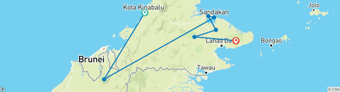 Image d'une carte montrant l'itinéraire du circuit