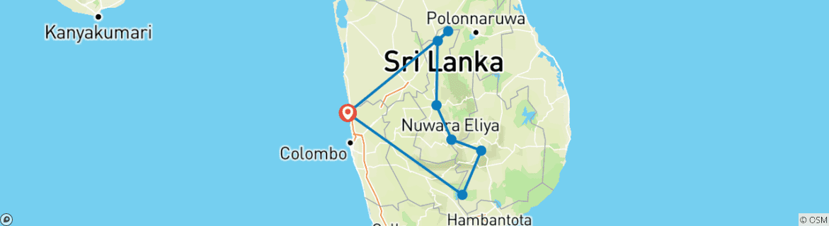 Carte du circuit Circuit de 03 jours à Sigiriya, Kandy, Nuwara Eliya, Ella et Udawalawe