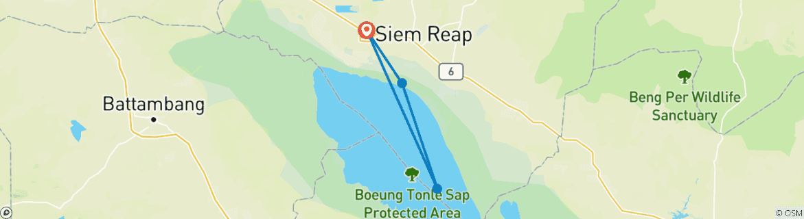 Foto van een kaart met de route van de rondreis