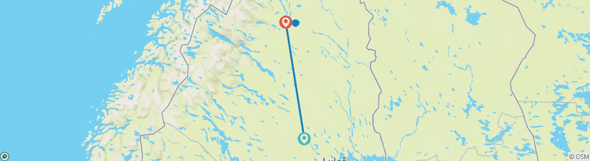 Map of Premium Aurora Safari & Icehotel Trip