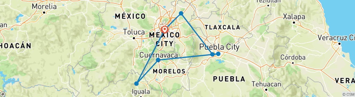 Map of Mexico Express 6 Days Tour