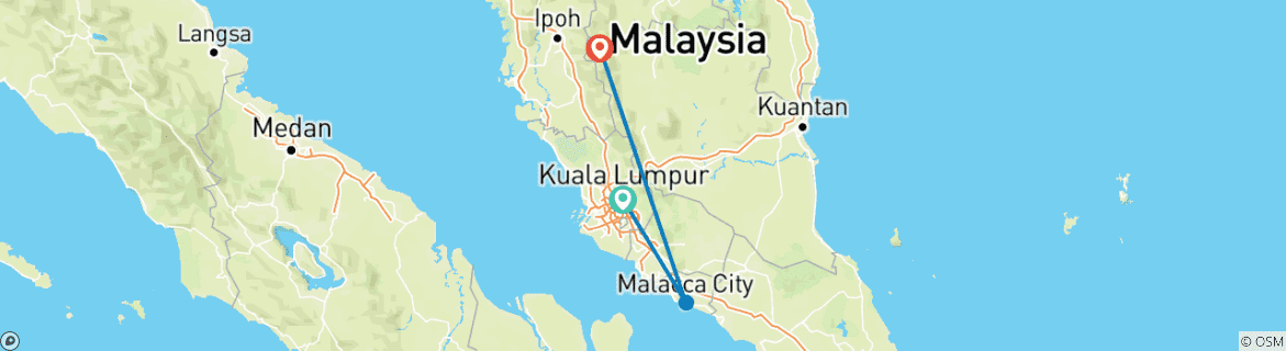 Carte du circuit Aventure dans les Cameron Highlands au départ de Kuala Lumpur (privé sur mesure)