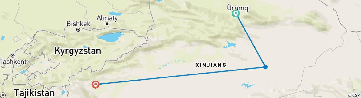 Image d'une carte montrant l'itinéraire du circuit