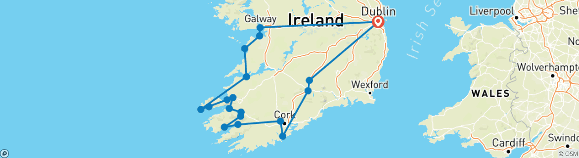 Foto van een kaart met de route van de rondreis