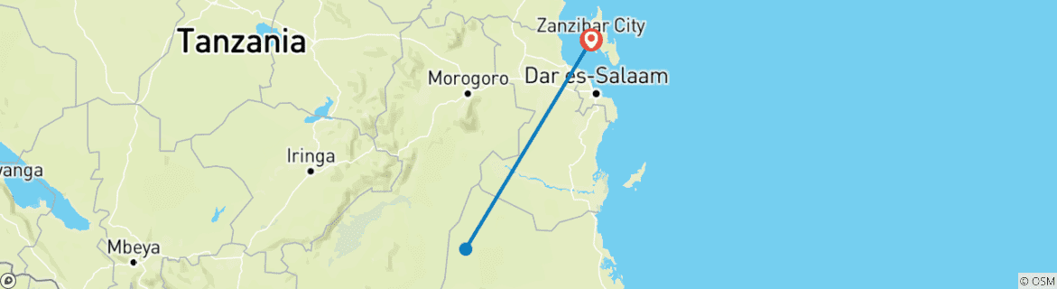 Map of Zanzibar and Selous