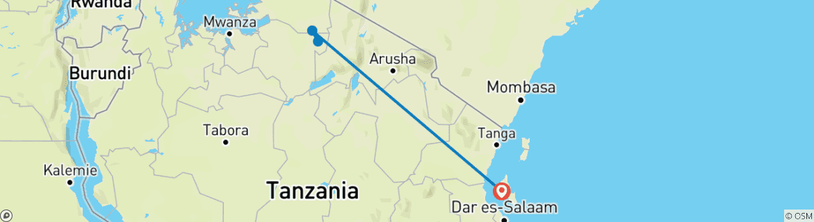 Map of Zanzibar & Fly-In Serengeti