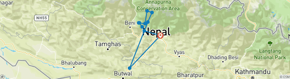Mapa de Campamento Base del Annapurna (Poonhill incluido)