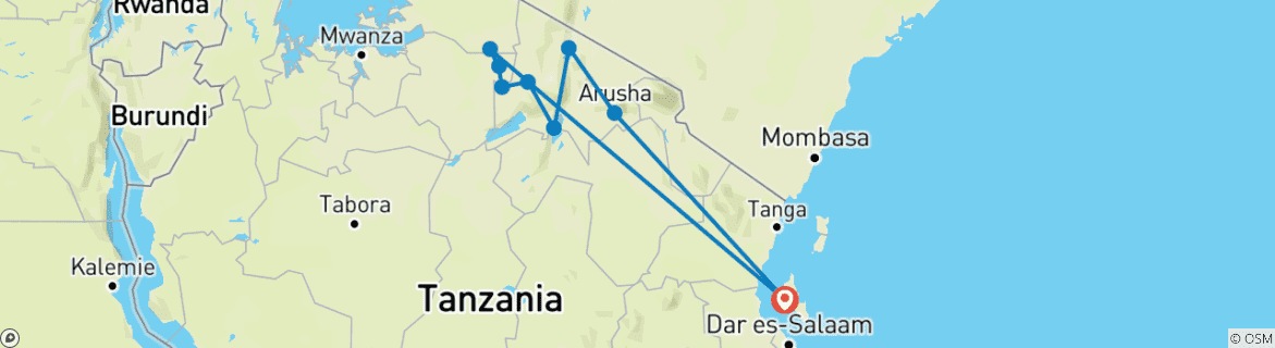 Map of Zanzibar & Fly-In Serengeti