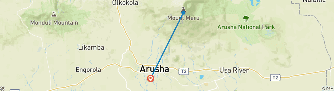 Foto van een kaart met de route van de rondreis