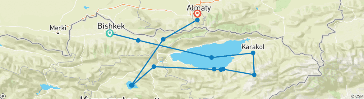 Karte mit der Reiseroute