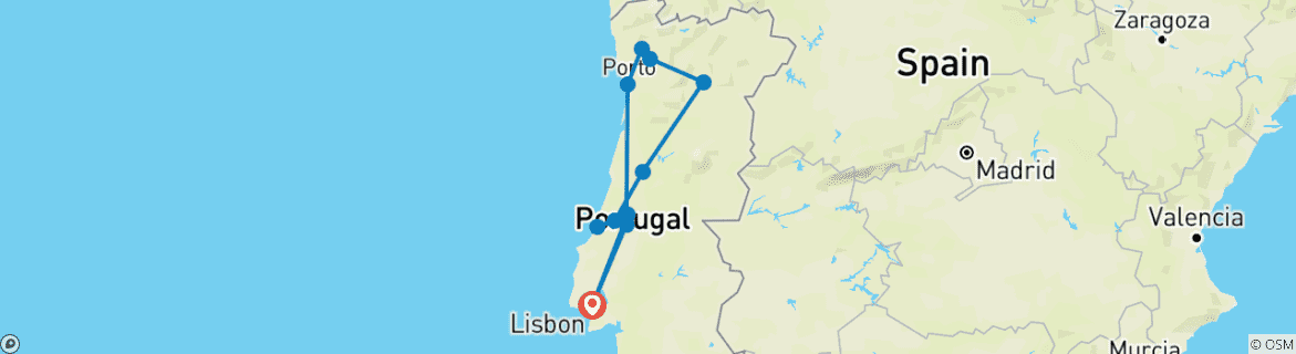 Carte du circuit Nord du Portugal