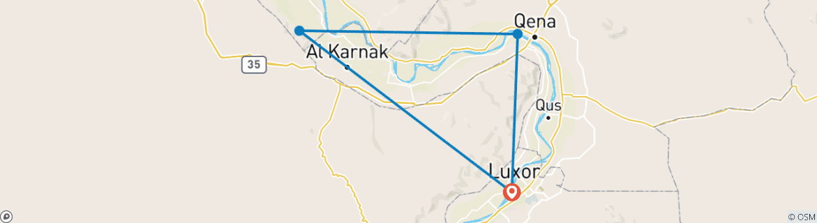 Foto van een kaart met de route van de rondreis