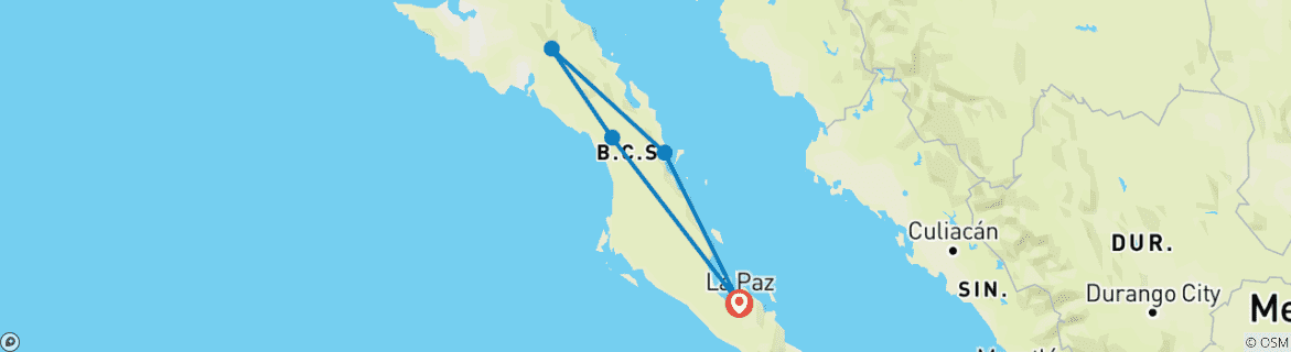 Map of Baja California Whales and Desert 11 Days - Winter