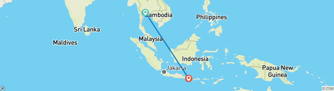 Map of 9-DAY BANGKOK, PATTAYA & BALI ISLAND