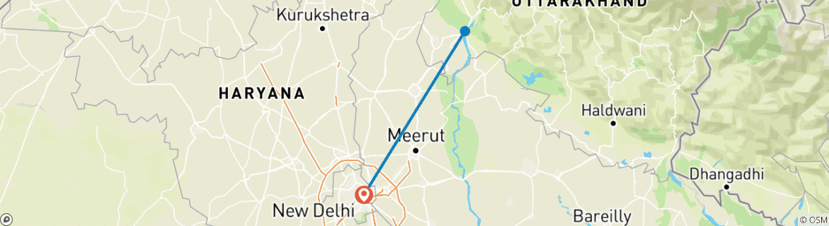 Foto van een kaart met de route van de rondreis