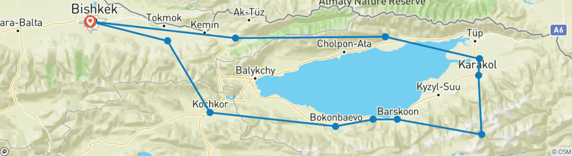 Map of Kyrgyzstan Winter Experience