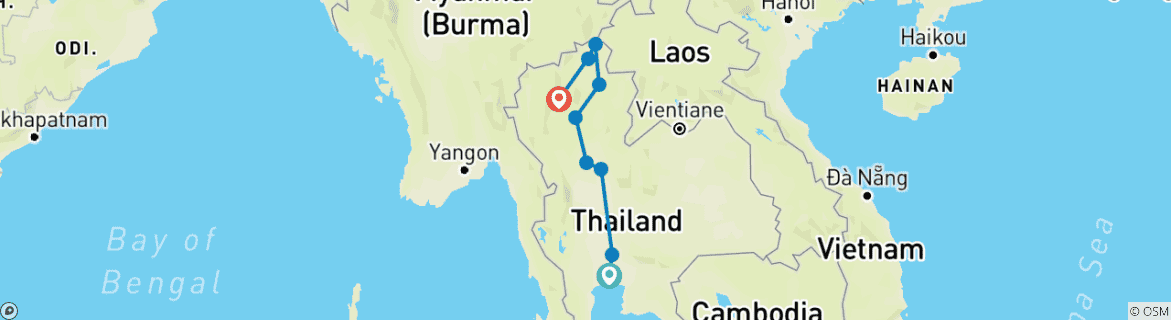 Karte von Thailand erleben 6 Tage, Kleingruppentour (andere Sprachen)