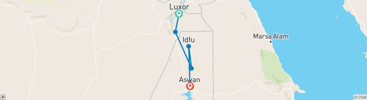 Map of Unraveling History on a Dahabiya Cruise from Luxor to Aswan