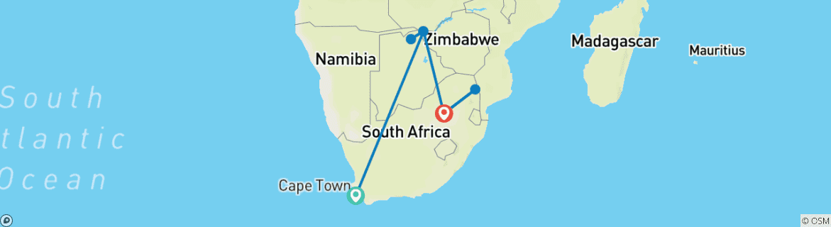 Mapa de Estrellas de Sudáfrica 2026