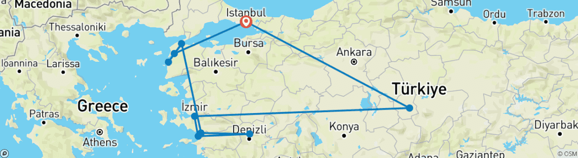 Image d'une carte montrant l'itinéraire du circuit
