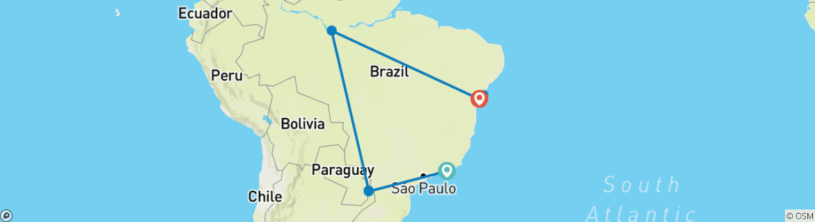 Map of Classic Brazil (incl. domestic flights)