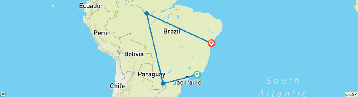 Karte mit der Reiseroute