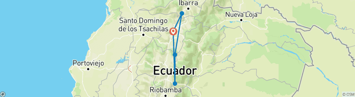 Map of 7 Days Haciendas Trip Ecuador