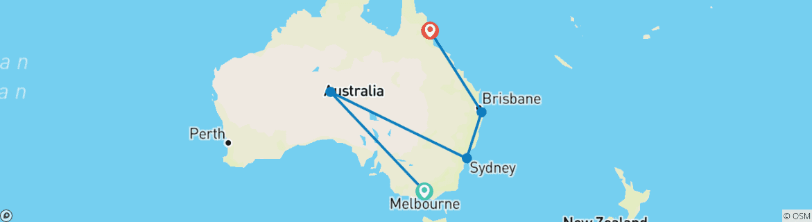 Foto van een kaart met de route van de rondreis