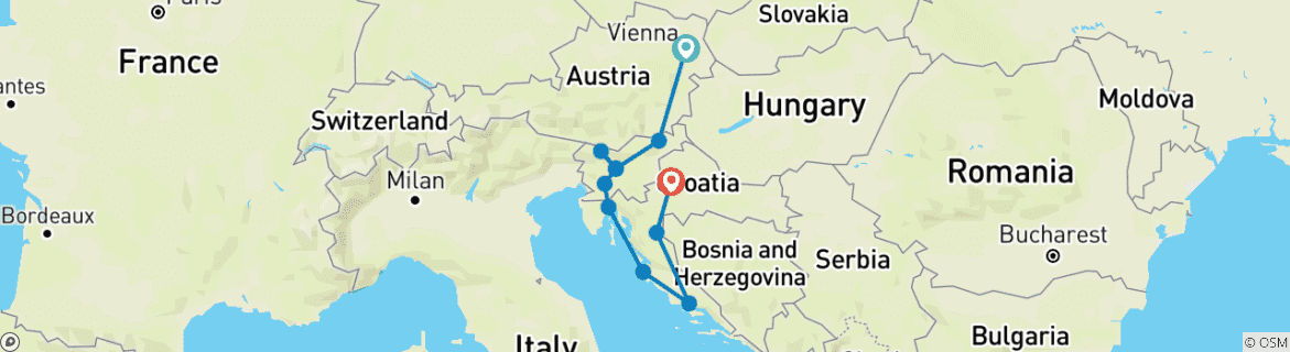 Map of Austria, Slovenia & Croatia Christmas Markets 2025