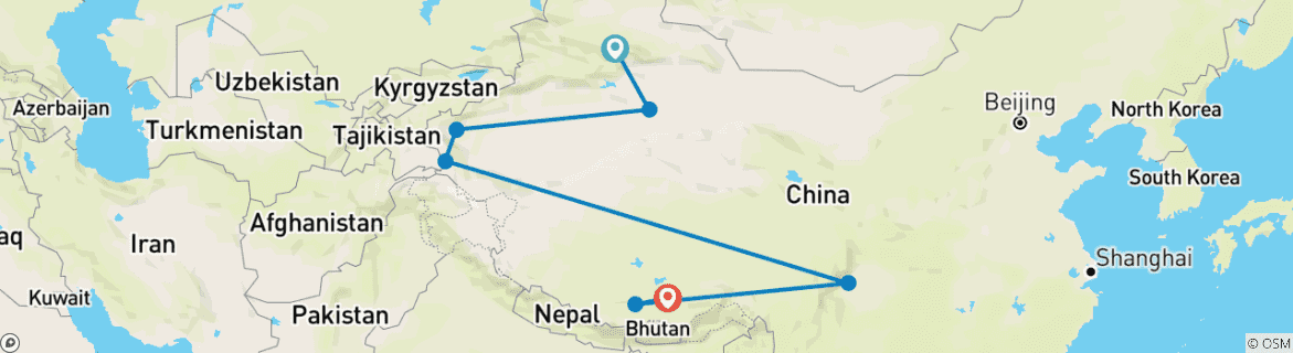 Map of 14 Days China Amazing Xinjiang and Tibet (private guide & driver）