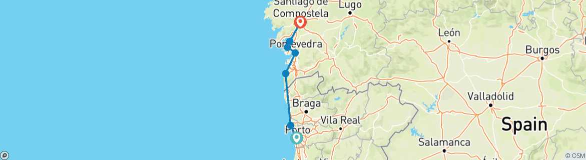 Image d'une carte montrant l'itinéraire du circuit