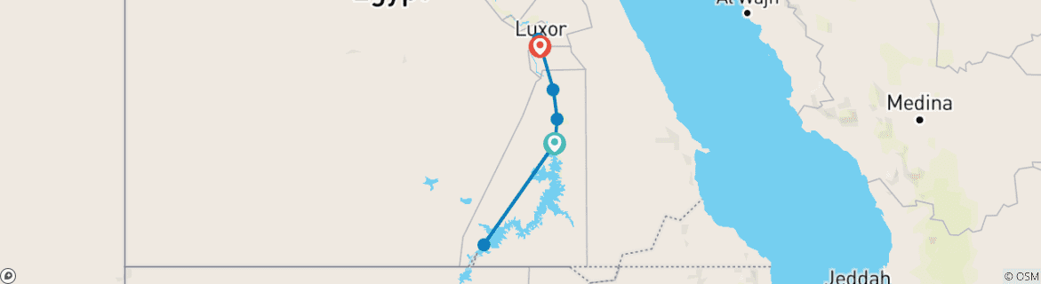 Map of Amazing 2-Nights Cruise Aswan To Luxor including Abu Simbel&Hot Air Balloon