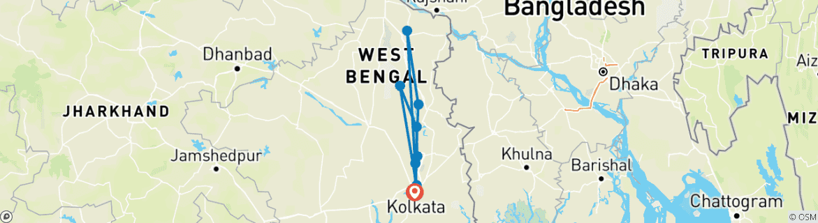 Karte von Kolkata und Lower Ganges Kreuzfahrt Kolkata → Kolkata (2025)