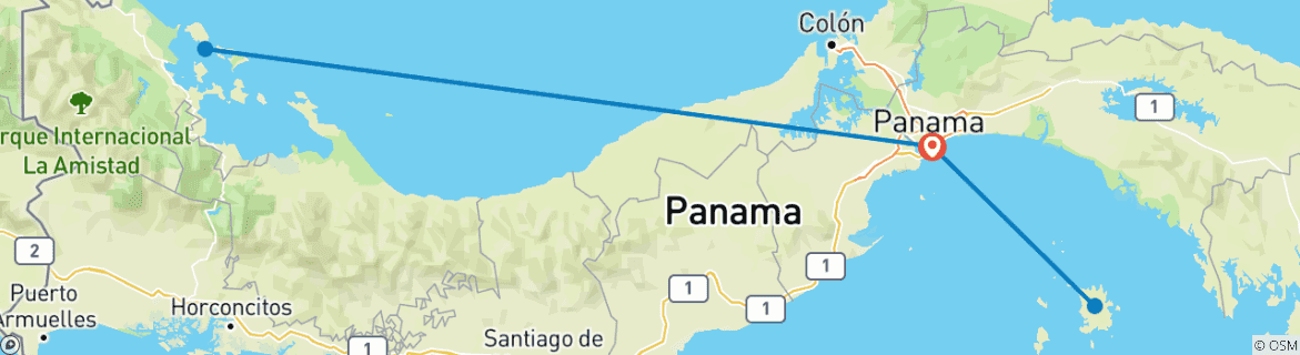 Carte du circuit Circuit sur mesure aux hauts lieux du Panama, départ quotidien