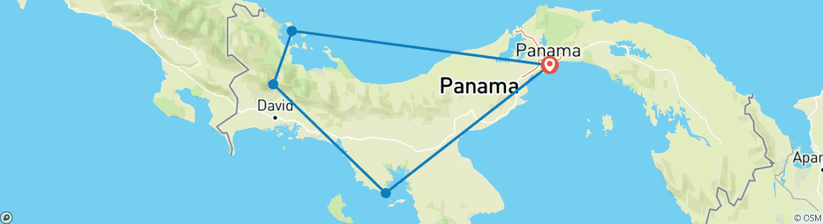 Map of Private Tour to Panama Canal & Bocas del Toro Islands, Daily Start