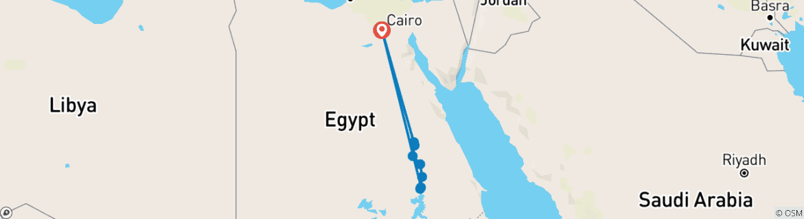 Foto van een kaart met de route van de rondreis