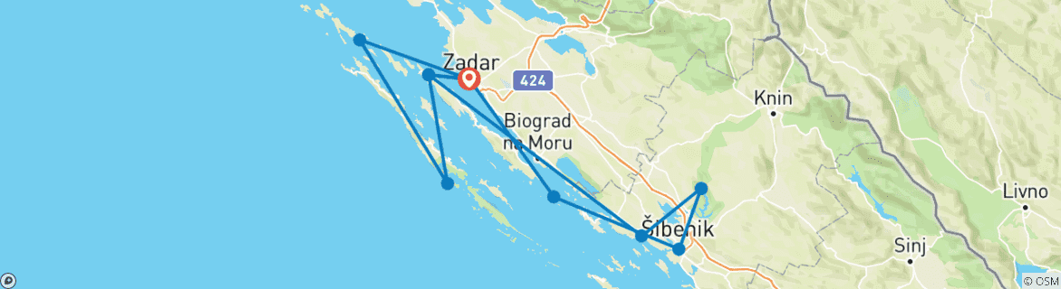 Image d'une carte montrant l'itinéraire du circuit