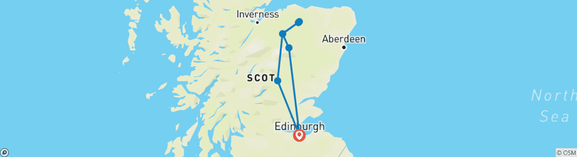 Map of Scotland Whisky Trail - 3 days