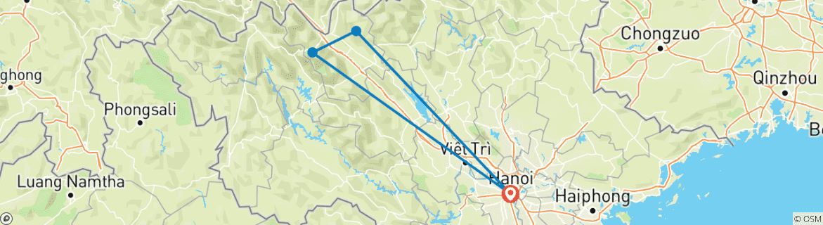 Foto van een kaart met de route van de rondreis