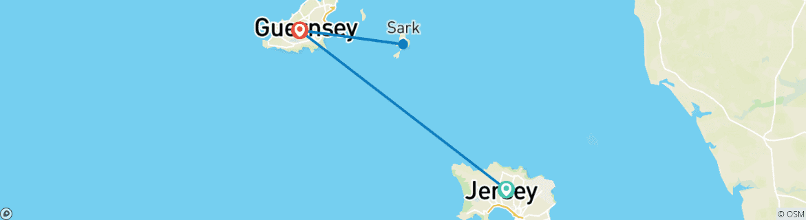 Karte von Wandern auf Jersey, Guernsey und Sark