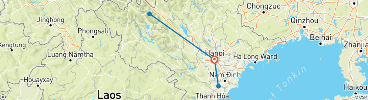 Foto van een kaart met de route van de rondreis