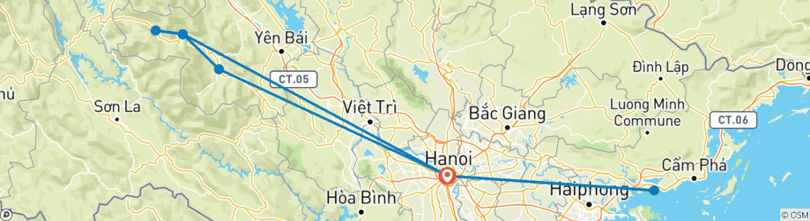 Foto van een kaart met de route van de rondreis