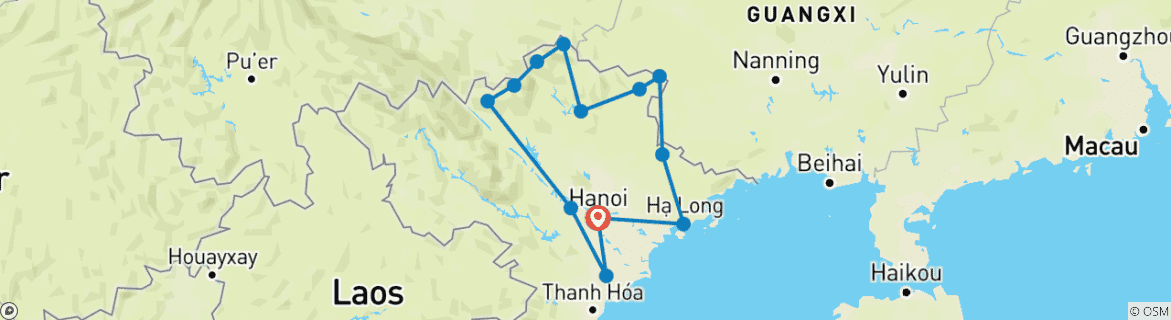 Map of NORTH-EASTERN VIETNAM LOOP TRIP