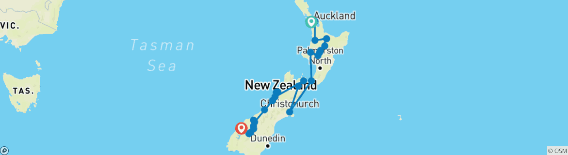 Image d'une carte montrant l'itinéraire du circuit