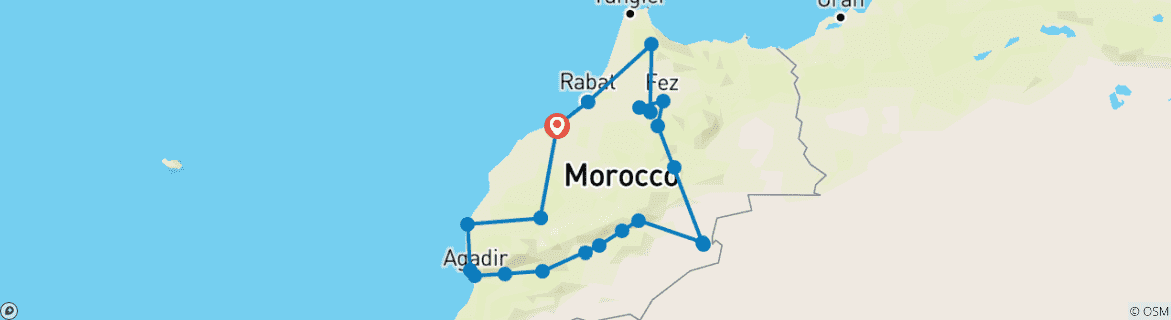 Image d'une carte montrant l'itinéraire du circuit