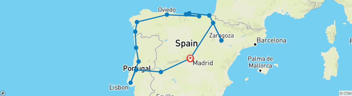 Karte mit der Reiseroute