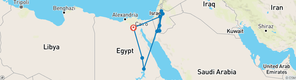 Map of 14 - Day Egypt & Jordan Tour