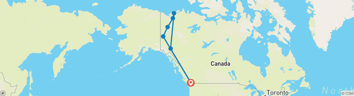 Map of Arctic Ocean Dreams and the Dempster Highway from Vancouver